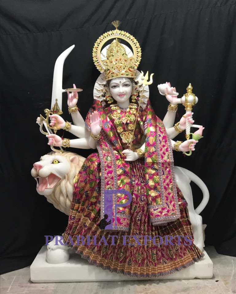 White Marble Durga Maa Idol
